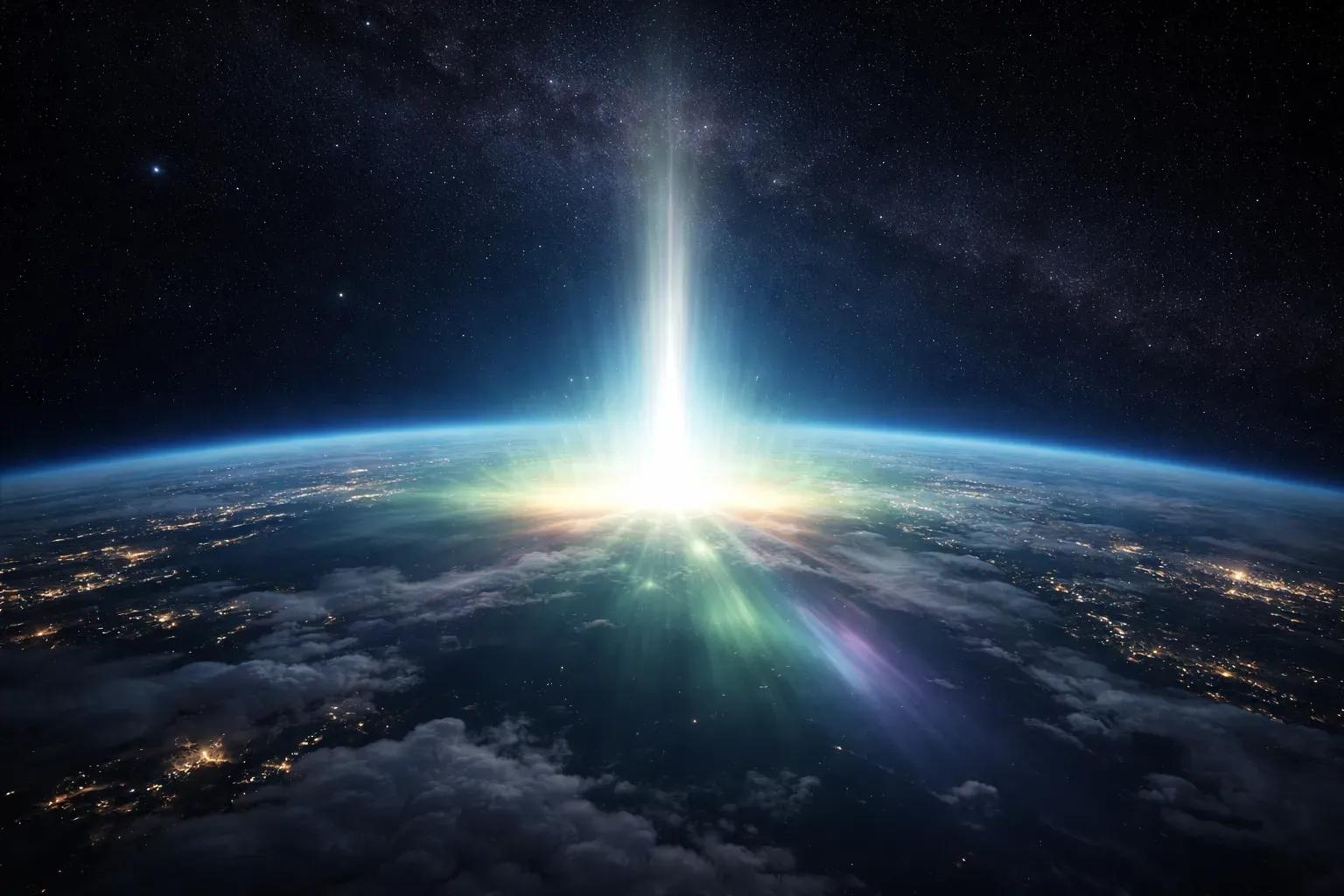 📰 শিরোনাম: বিশ্বজুড়ে ভাইরাল — মহাকাশ থেকে ধারণ করা রহস্যময় আলোর ছবি নিয়ে তোলপাড়